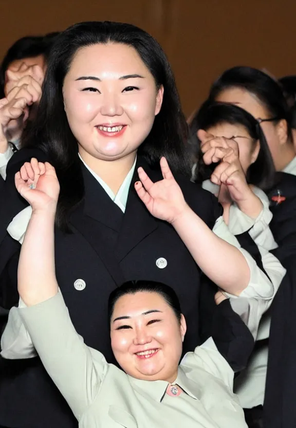 Prompt: female kim jong un, kawaii pose