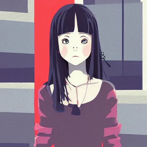 Image similar to “Natalie Portmanin urban outfit, digital painting, fan art, pixiv, by Ilya Kuvshinov, by Studio Ghibli”