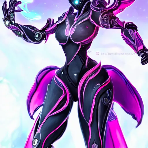 Image similar to highly detailed exquisite fanart, of a beautiful female warframe, but as an anthropomorphic elegant robot female dragoness, glowing eyes shiny, and smooth off-white plated armor, bright Fuchsia skin beneath the armor, sharp claws, robot dragon four fingered hands, and robot dragon three clawed feet, standing elegant pose, full body and head shot, epic cinematic shot, professional digital art, high end digital art, singular, realistic, DeviantArt, artstation, Furaffinity, 8k HD render, epic lighting, depth of field