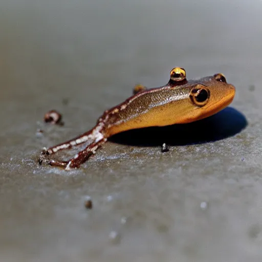 Prompt: A closeup film photography of a tadpole, photo by Louise Dahl-Wolfe, award winning, 4K