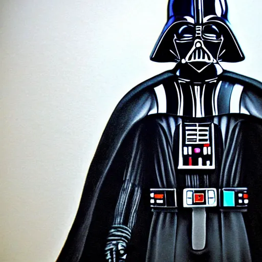 Image similar to darth vader drawn by a child, realistic, high detail,