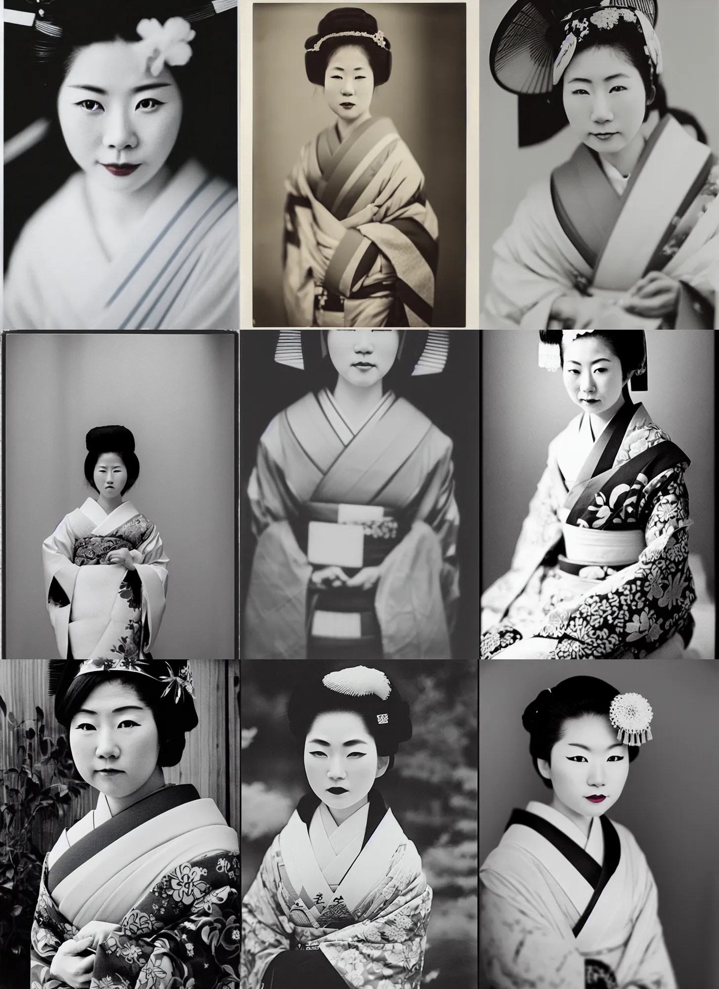 Prompt: Portrait Photograph of a Japanese Geisha Ilford Ortho+ 80