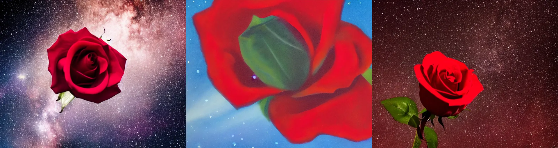 Prompt: A red rose in milkyway