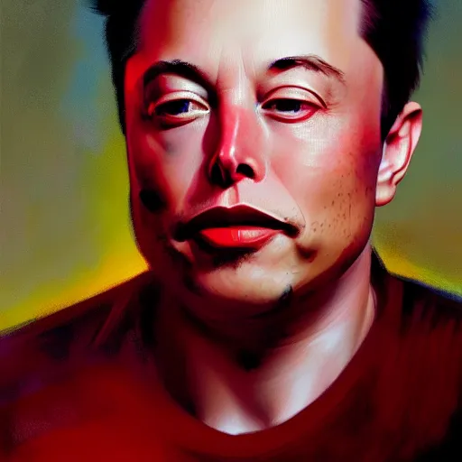 Image similar to of an ultradetailed beautiful portrait panting of elon musk, front view, oil painting, by ilya kuvshinov, greg rutkowski and makoto shinkai