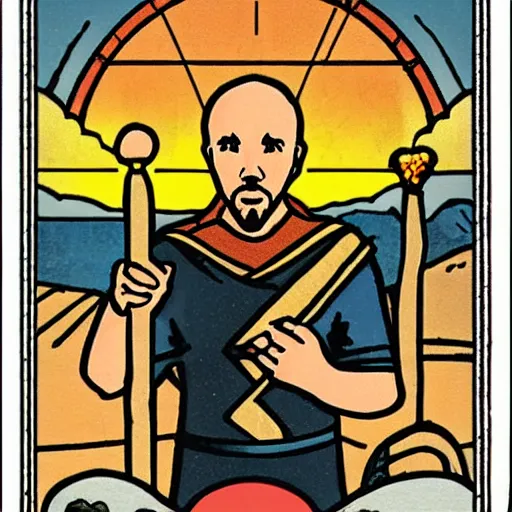 Prompt: Karl Pilkington tarot card