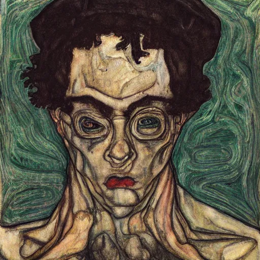 Image similar to portrait of cthulhu by egon schiele in the style of greg rutkowski