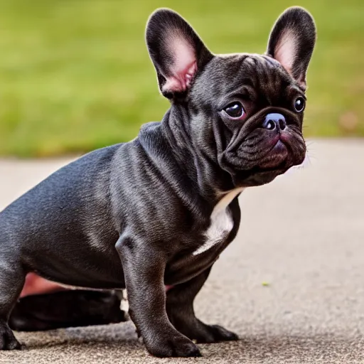 Image similar to brown french bulldog puppy going to school, high detail, happy,