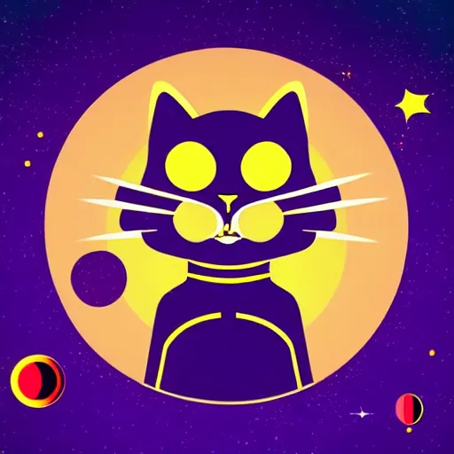 Image similar to A serious-looking cat wearing a space-suit, the background is inspired by two colliding galaxies, e-sports logo vector