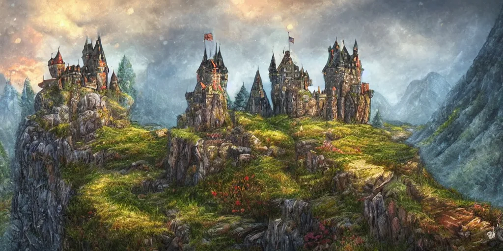 Prompt: Lonely castle in the valley, d&d art, fantasy, painted, 4k, high detail, sharp focus, washed colors, elaborate excellent painted illustration
