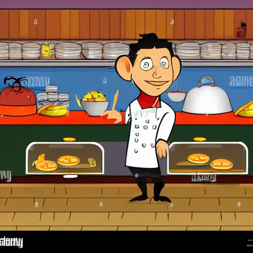 Prompt: A rat working as a chef in a run down New York City diner, Animated Still