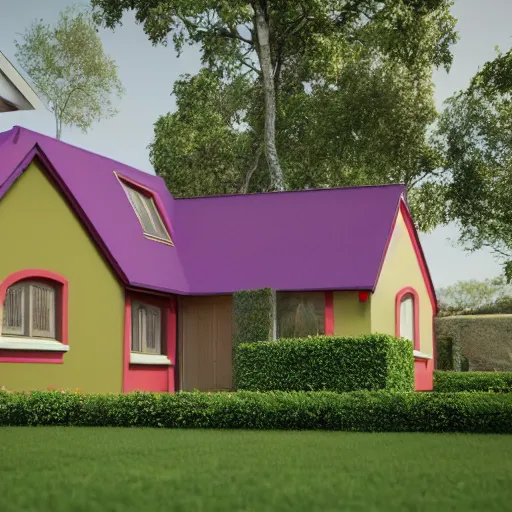 Prompt: a house designed by mr tumble, photorealism, 8 k, octane render, architecture