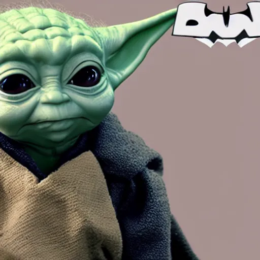 Image similar to Baby Yoda as Batman 4K quality super realistic