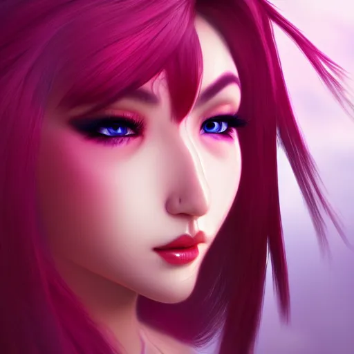 Prompt: Portrait of Ahri, face close-up, high detail, 3D render