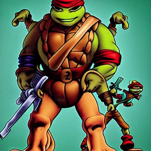 Image similar to johny depp as turtle in nineties teenage mutant ninja turtles tv show, cartoon