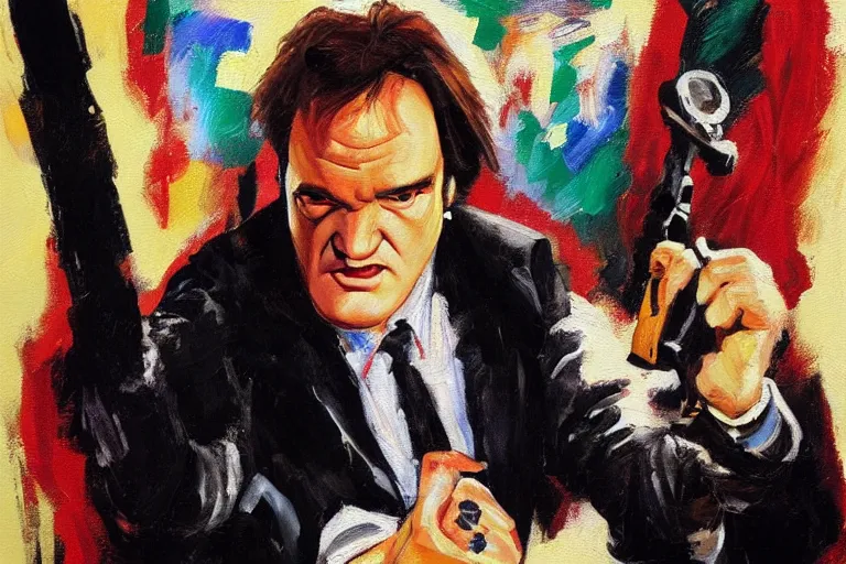 Image similar to Quentin tarantino, oil painting