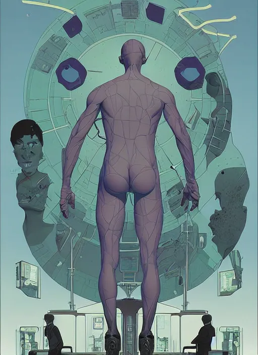 Image similar to poster artwork by Michael Whelan and Tomer Hanuka, of Delos Incorporated, clean