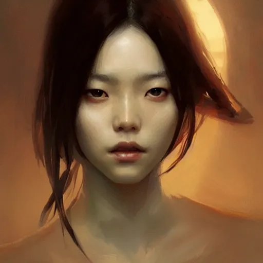 Image similar to lee jin - eun by greg rutkowski, rule of thirds, seductive look, beautiful