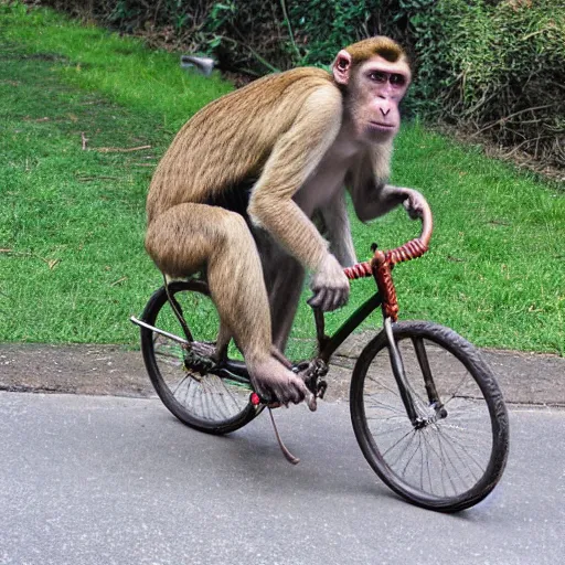 Image similar to a monkey riding a bike by andy catling