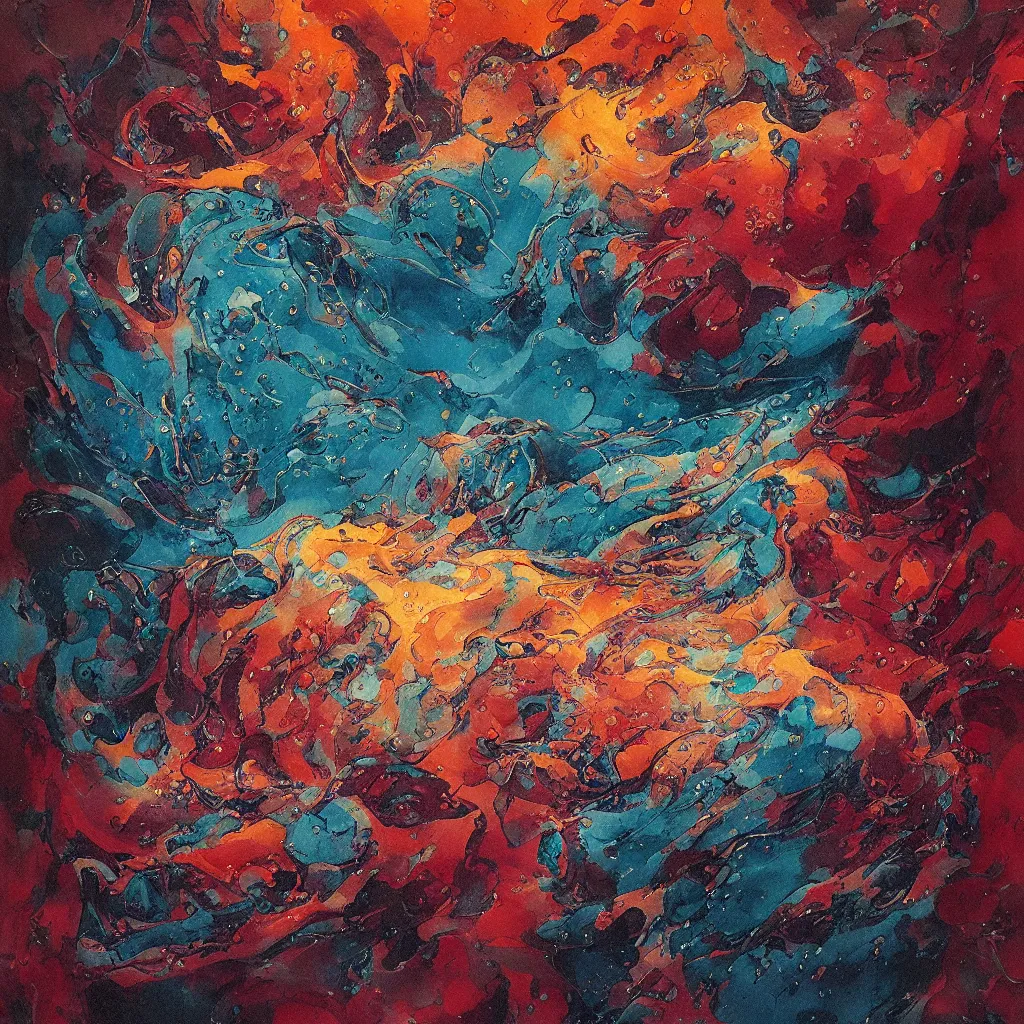 Image similar to beautiful liquid ink in acrylic paint texture with big oil bubbles. harmonic kilian eng colors marble abstraction. ultradetailed realistic art. jean - dragan bibin, beksinski, zawadzki, shaun downey, zoey frank, phil hale, james gurney, frank frazetta, jehan georges vibert, daniel e. greene