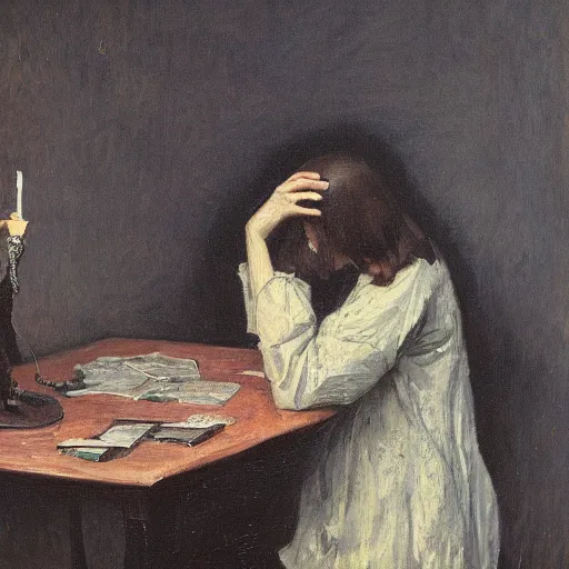 Prompt: A Python programmer's despair, oil on canvas, 1901