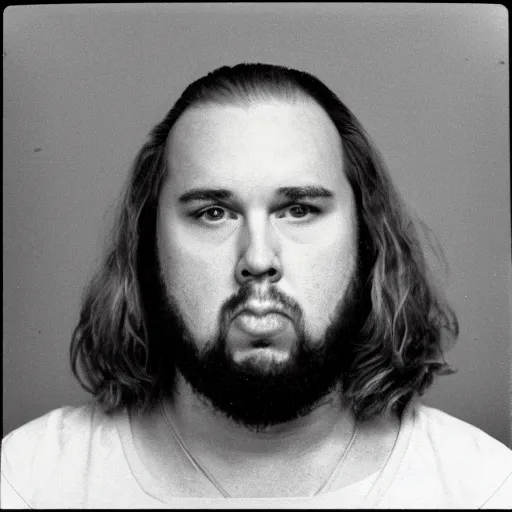 Image similar to Mugshot Portrait of Anything4Views, taken in the 1970s, photo taken on a 1970s polaroid camera, grainy, real life, hyperrealistic, ultra realistic, realistic, highly detailed, epic, HD quality, 8k resolution, body and headshot, film still, front facing, front view, headshot and bodyshot, detailed face, very detailed face