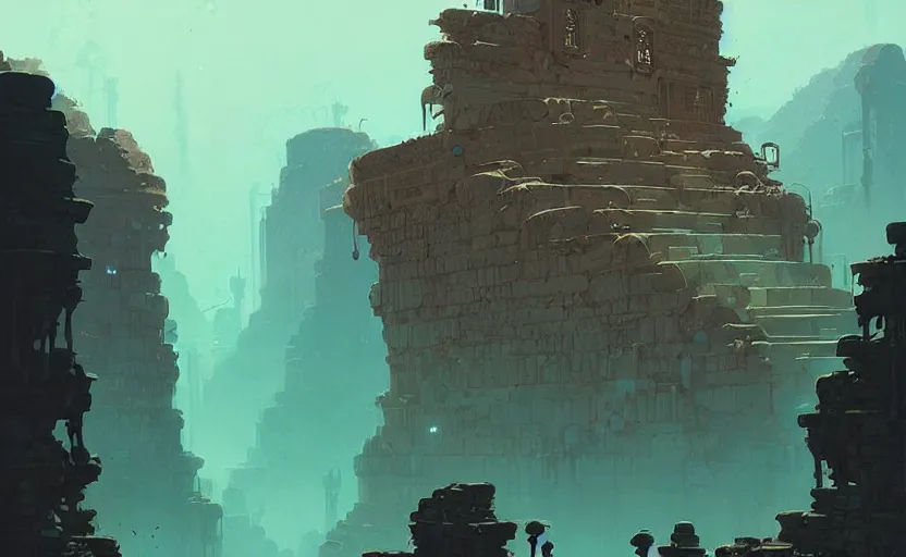 Image similar to celtic naturepunk lost city by atey ghailan, by greg rutkowski, by greg tocchini, by james gilleard, by joe fenton, by kaethe butcher, dynamic lighting, gradient light blue, brown, blonde cream and white color scheme, grunge aesthetic
