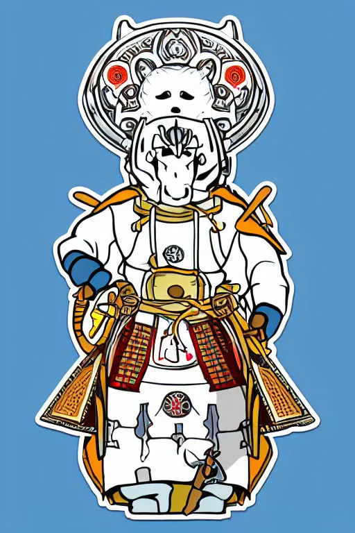 Image similar to Portrait of a polar bear as a samurai, knight, medieval, sticker, colorful, illustration, highly detailed, simple, smooth and clean vector curves, no jagged lines, vector art, smooth