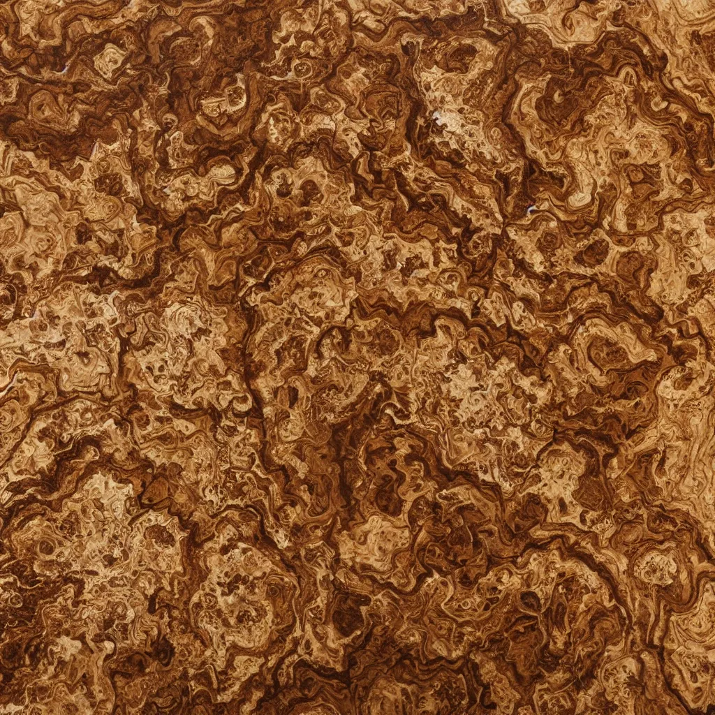 Prompt: Piece of decorative burl wood laying on a detailed carved marble surface