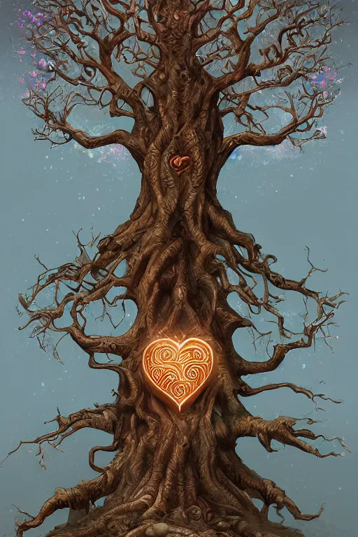 Prompt: a beautiful digital illustration painting of a detailed fantasy tree with a heart carved in the trunk by blair leighton and charlie bowater, 8 k resolution trending on artstation concept art digital illustration