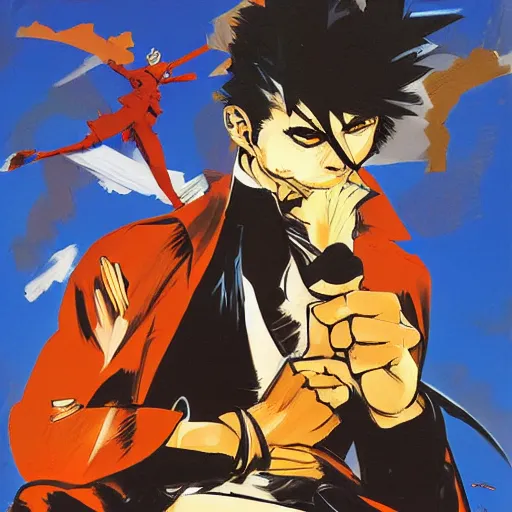 Prompt: corto maltese in jojo pose, oil on canvas by dave mckean and yoji shinkawa