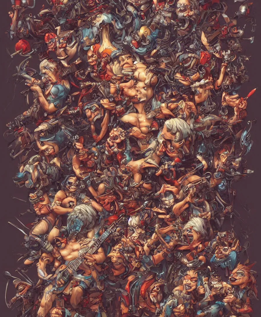 Image similar to love, rock n roll, illustrated by jesper ejsing, intricate, ultra detailed, trending on artstation, 4 k, 8 k