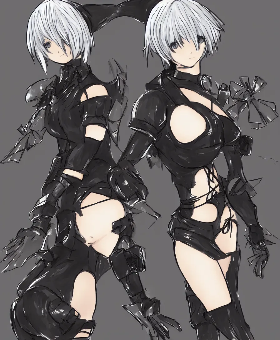 Prompt: anime style 2b from nier automata