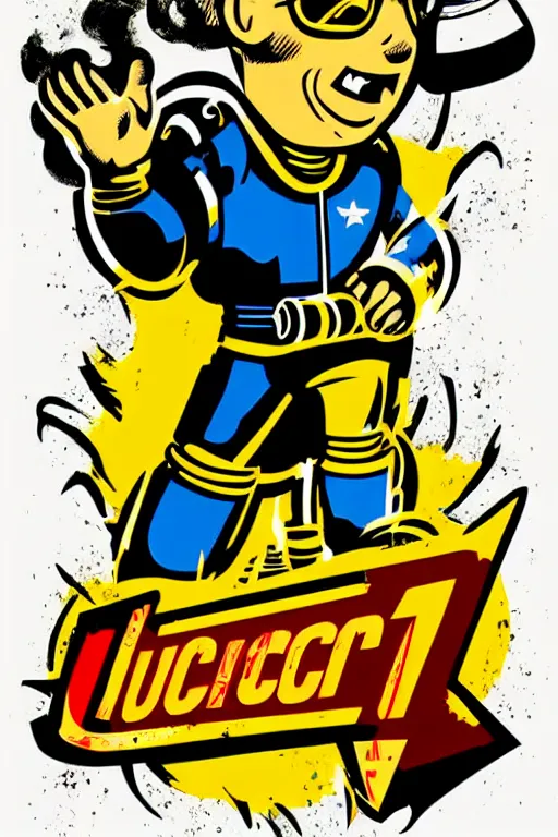 Image similar to fallout 7 6 retro futurist illustration art by butcher billy, sticker, colorful, illustration, highly detailed, simple, smooth and clean vector curves, no jagged lines, vector art, smooth andy warhol style