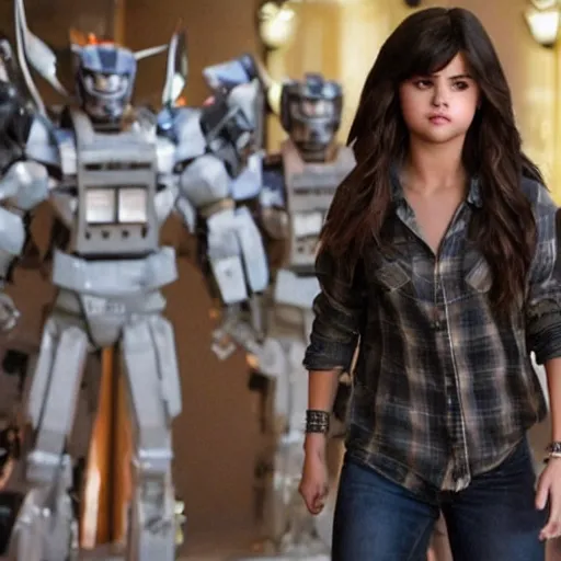 Image similar to High quality movie still of Selena Gomez in Michael Bay's Transformers