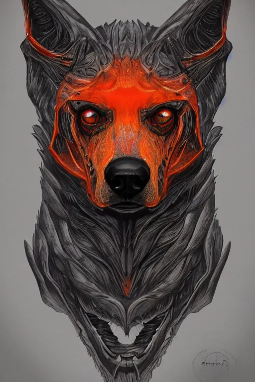 Prompt: an amber hell hound, symmetrical, highly detailed, digital art, sharp focus, trending on art station