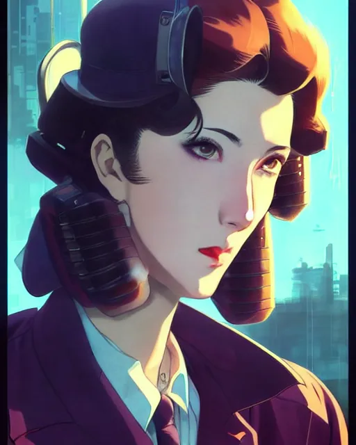 Image similar to portrait Anime 1940s Detective smoking Sharp fine face, pretty face, realistic shaded Perfect face, fine details. Anime. cyberpunk realistic shaded lighting by katsuhiro otomo ghost-in-the-shell, magali villeneuve, artgerm, rutkowski Jeremy Lipkin and Giuseppe Dangelico Pino and Michael Garmash and Rob Rey