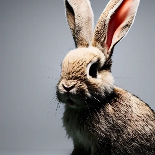 Image similar to disturbing image of a bunny medusa, studio photo, 8k resolution