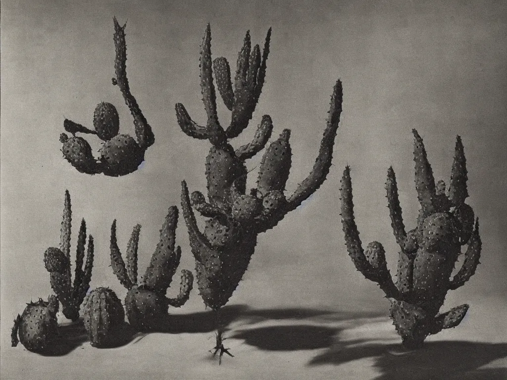 Image similar to gothic luminescent bed with cactus. painting by karl blossfeldt, morandi