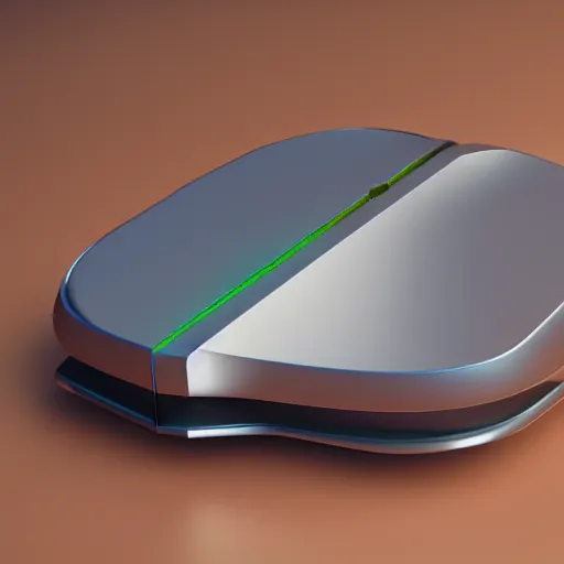 Image similar to futuristic game console, fan concept, 3 d render, blender, unreal engine, shiny, reflective