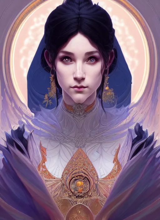 Image similar to symmetry!! portrait of a female sorcerer, dar fantasy, intricate, elegant, highly detailed, my rendition, digital painting, artstation, concept art, smooth, sharp focus, illustration, art by artgerm and greg rutkowski and alphonse mucha and huang guangjian and android jones and sachin teng