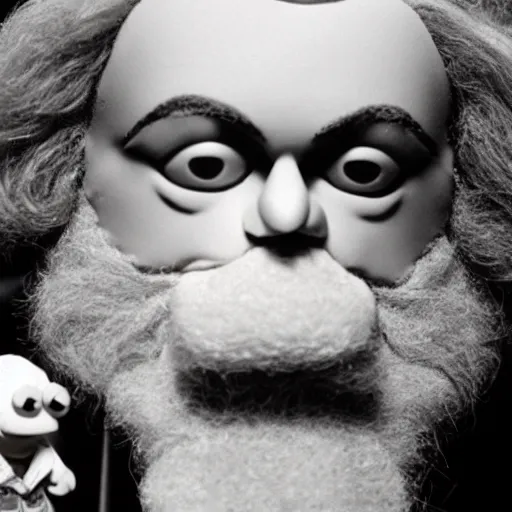 Image similar to karl marx as a muppet