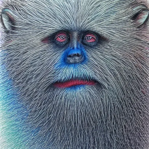 Image similar to Colored pencil art on paper, Frost Ice Monkey, highly detailed, artstation, MasterPiece, Award-Winning, Caran d'Ache Luminance