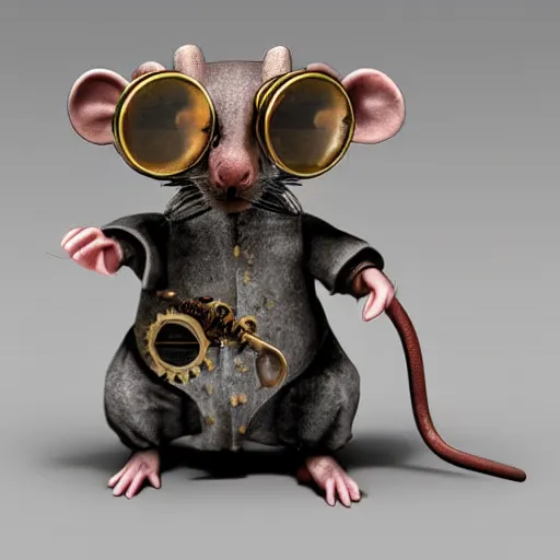 Prompt: a rat with steampunk googles, by Esao Andrew