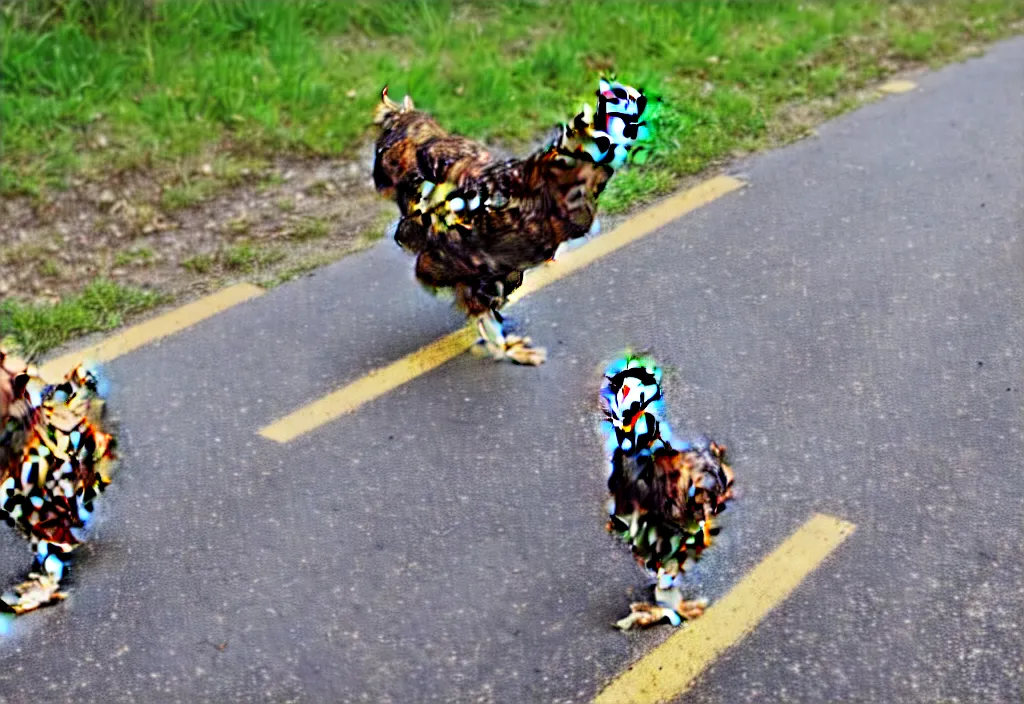 Image similar to why didn't the chicken cross the road?