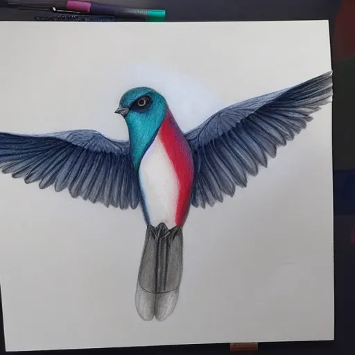 Prompt: a color pencil drawing of a bird by natalia rojas, pastel color, wingspan, high quality, artstation, 4 k