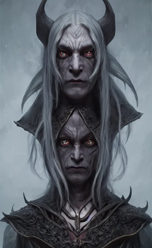 Image similar to legendary creepy dark elf wizard, highly detailed, d & d, fantasy, highly detailed, digital painting, trending on artstation, concept art, sharp focus, illustration, global illumination, ray tracing, realistic shaded, art by artgerm and greg rutkowski and fuji choko and viktoria gavrilenko and hoang lap