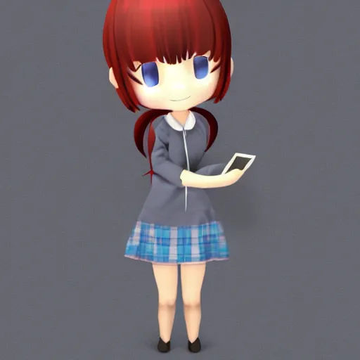 Image similar to cute fumo plush girl holding a powerpoint presentation, chibi, vray