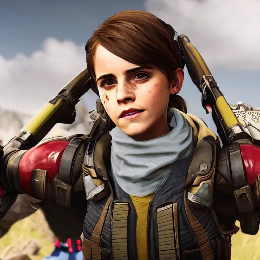 Image similar to emma watson screenshot from apex legends play of the game