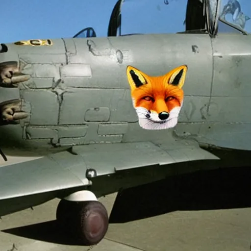 Image similar to fox animal as nose art on a ww 2 bomber