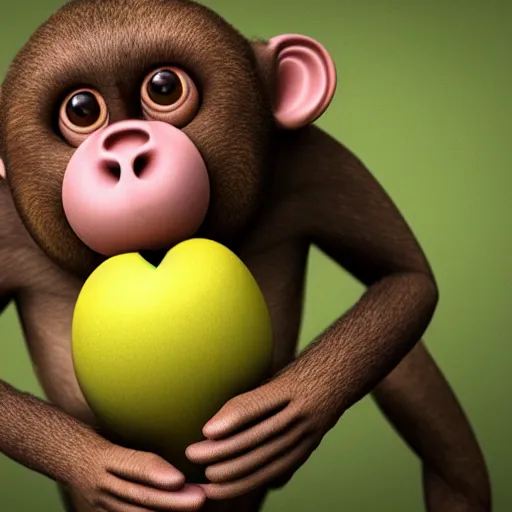 Image similar to fruit that look like a monkey, 3d render, highly detailed, hyper realistic